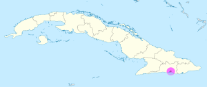Mapa de ubicación de la ciudad de Santiago de Cuba.
