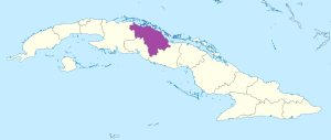 Mapa de ubicación de la provincia de Villa Clara en Cuba.