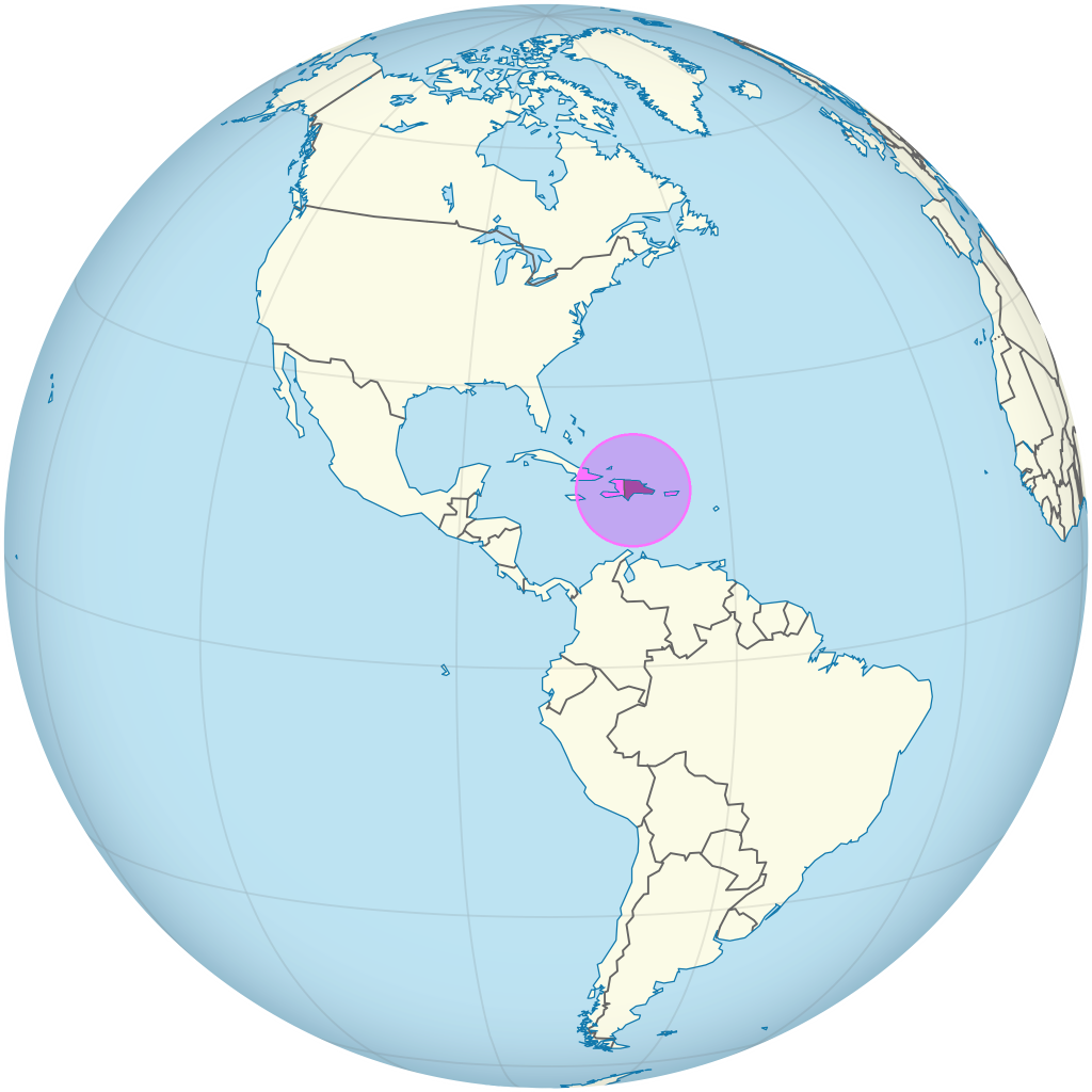 Mapa de ubicación de la República Dominicana.