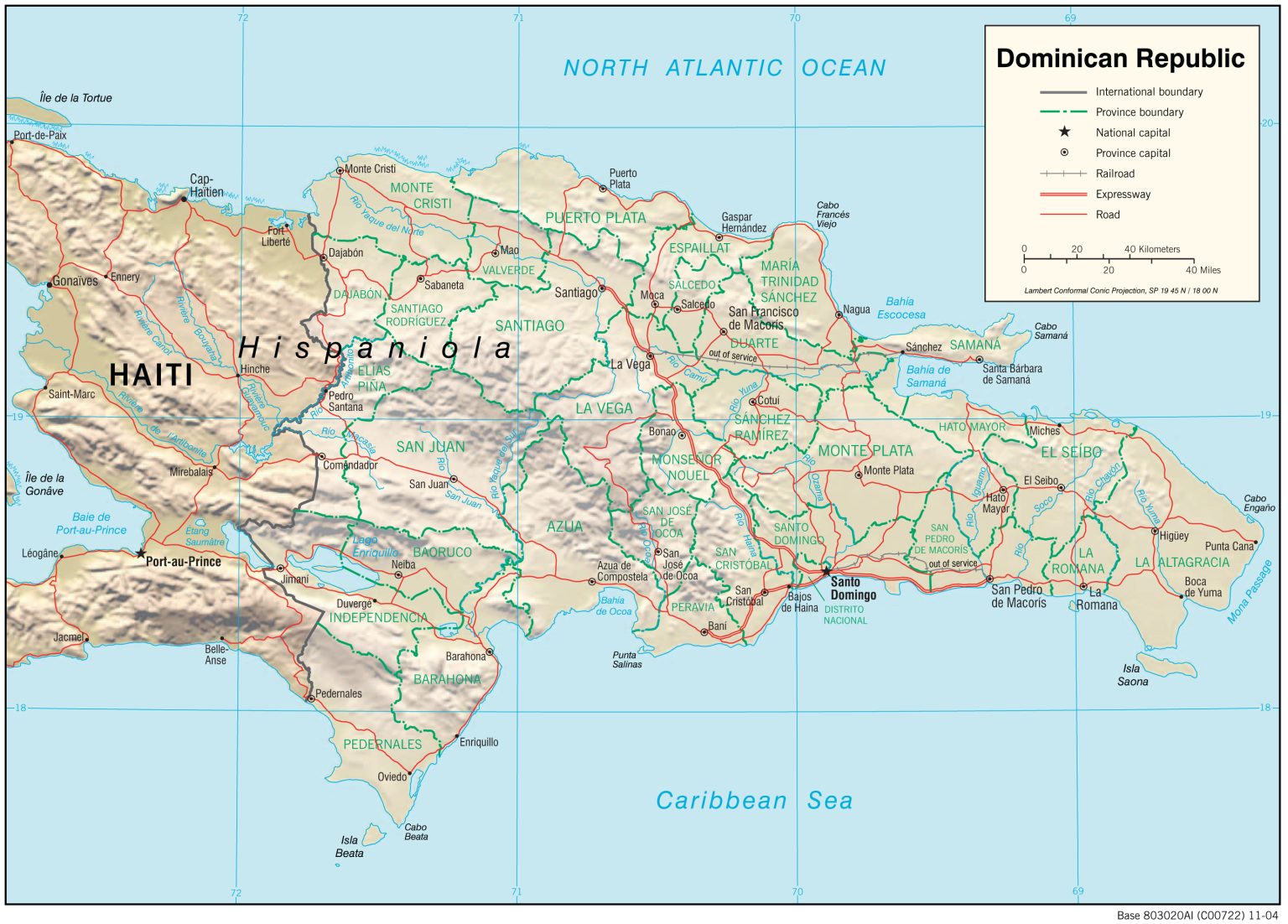Mapa Rd Hd Mapa físico de la República Dominicana - Galería de mapas
