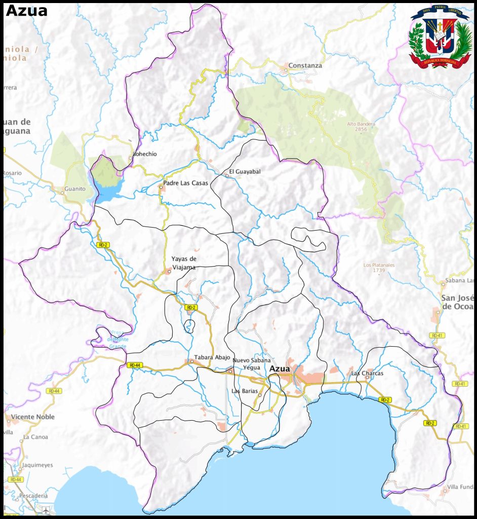 Mapa de la provincia de Azua.