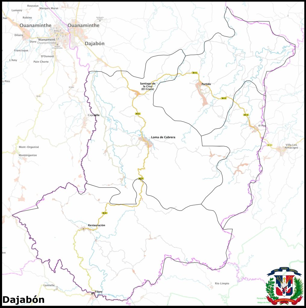 Mapa de la provincia de Dajabón.