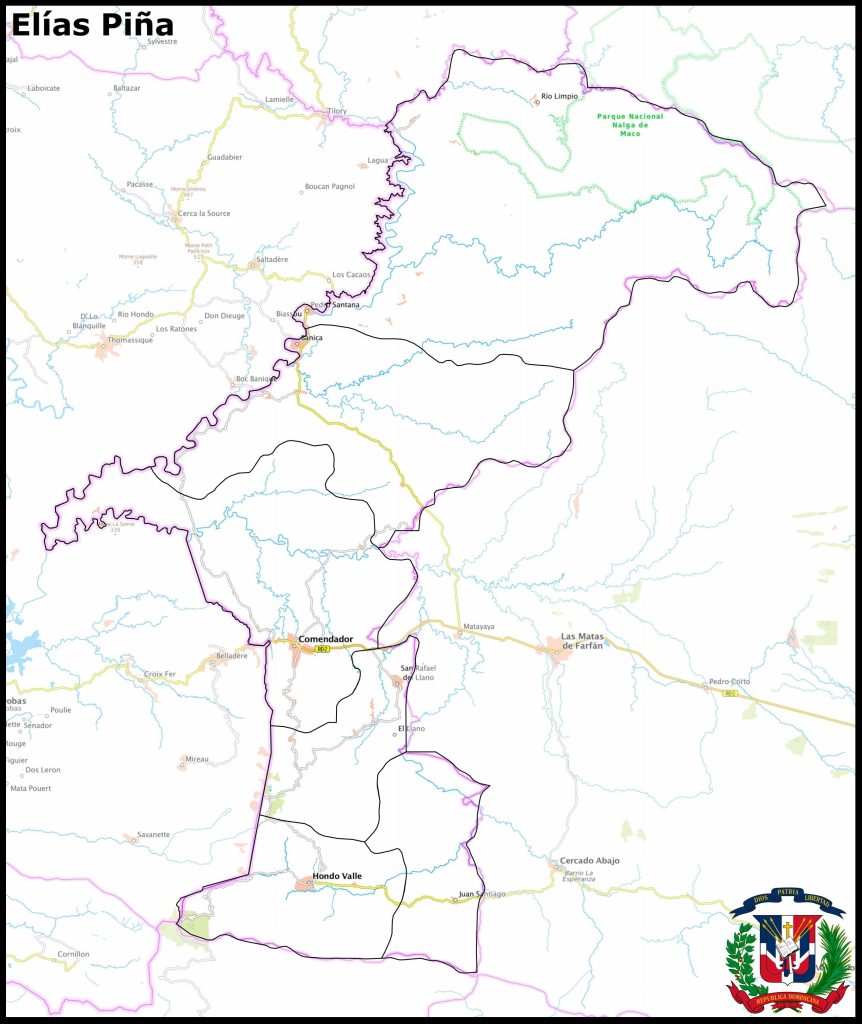 Mapa de la provincia de Elías Piña.