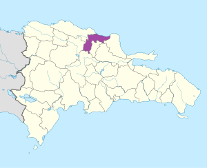 Mapa de ubicación de la provincia de Espaillat en República Dominicana.