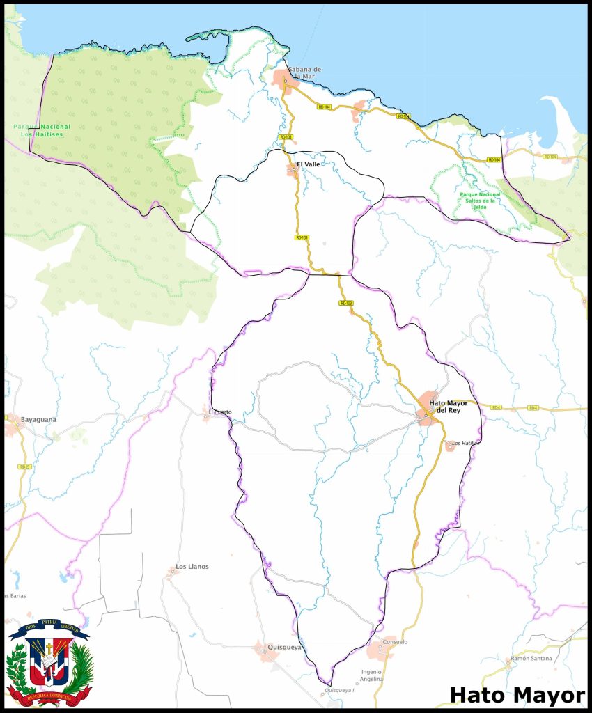 Mapa de la provincia de Hato Mayor.