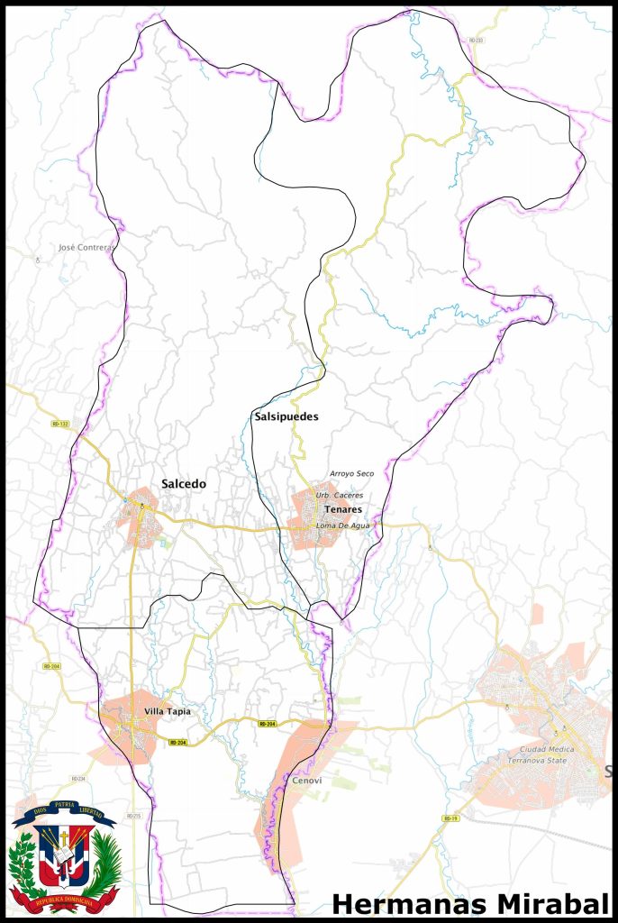 Mapa de la provincia de Hermanas Mirabal.