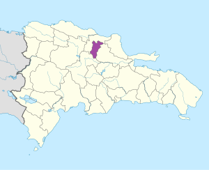 Mapa de ubicación de la provincia de Hermanas Mirabal en República Dominicana.
