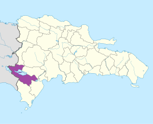 Mapa de ubicación de la provincia de Independencia en República Dominicana.