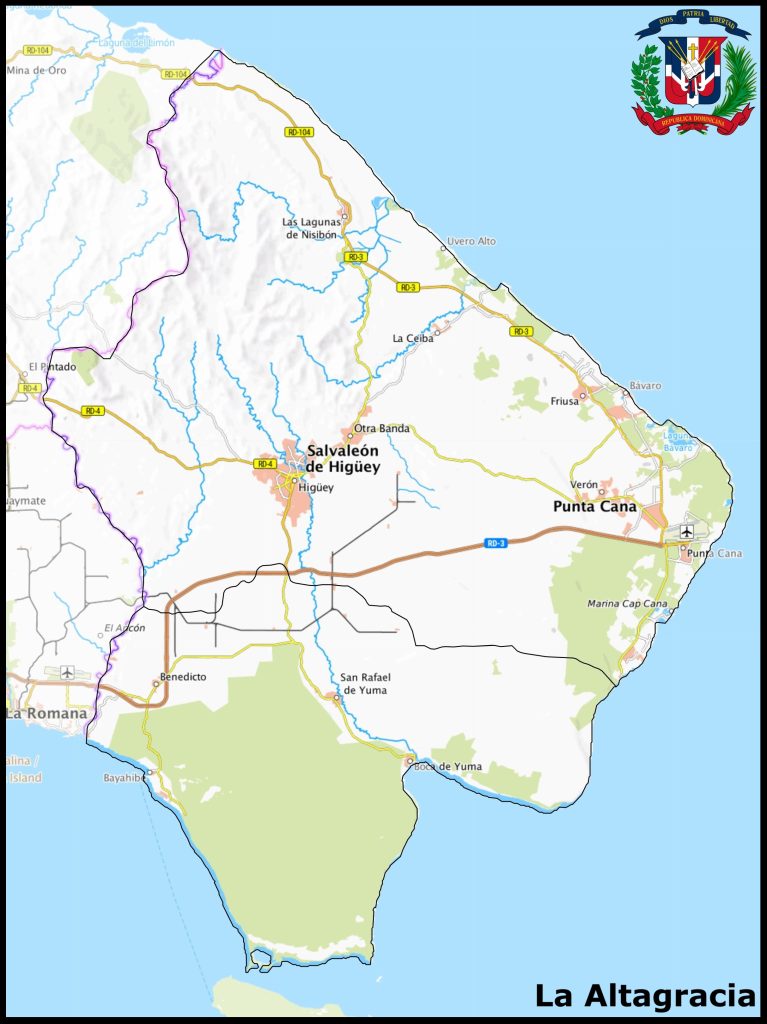 Mapa de la provincia de La Altagracia.