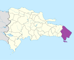 Mapa de ubicación de la provincia de La Altagracia en República Dominicana.