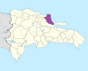 Mapa de ubicación de la provincia de María Trinidad Sánchez en República Dominicana.