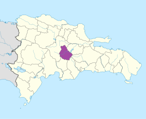 Mapa de ubicación de la provincia de Monseñor Nouel en República Dominicana.