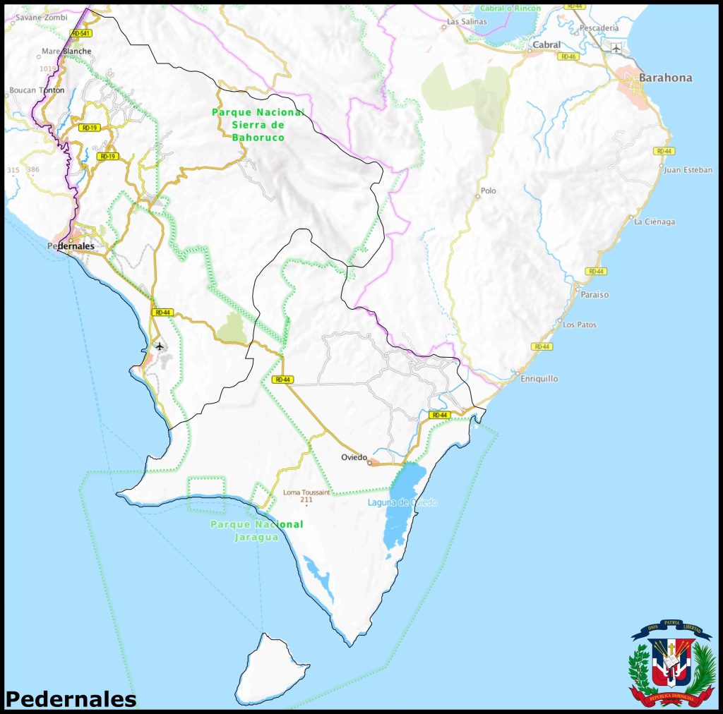 Mapa de la provincia de Pedernales.