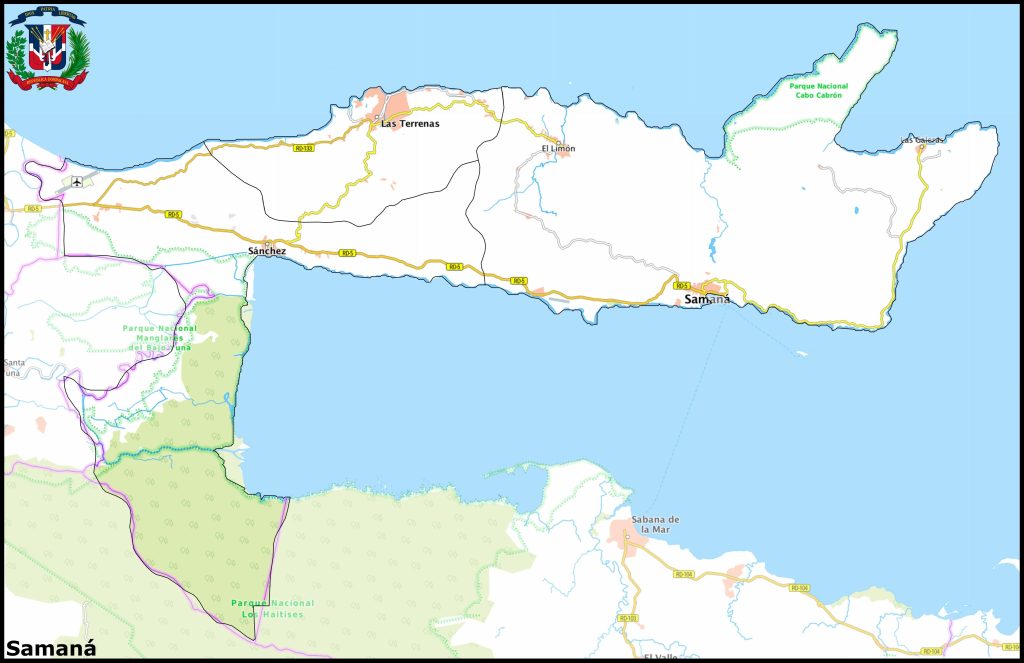 Mapa de la provincia de Samaná.