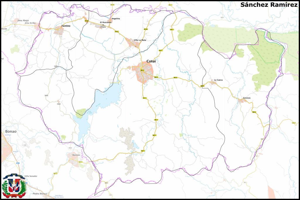 Mapa de la provincia de Sánchez Ramírez.