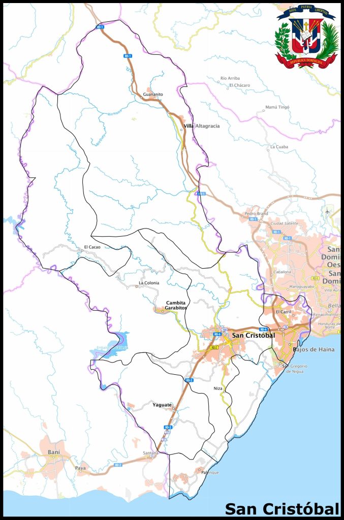 Mapa de la provincia de San Cristóbal.