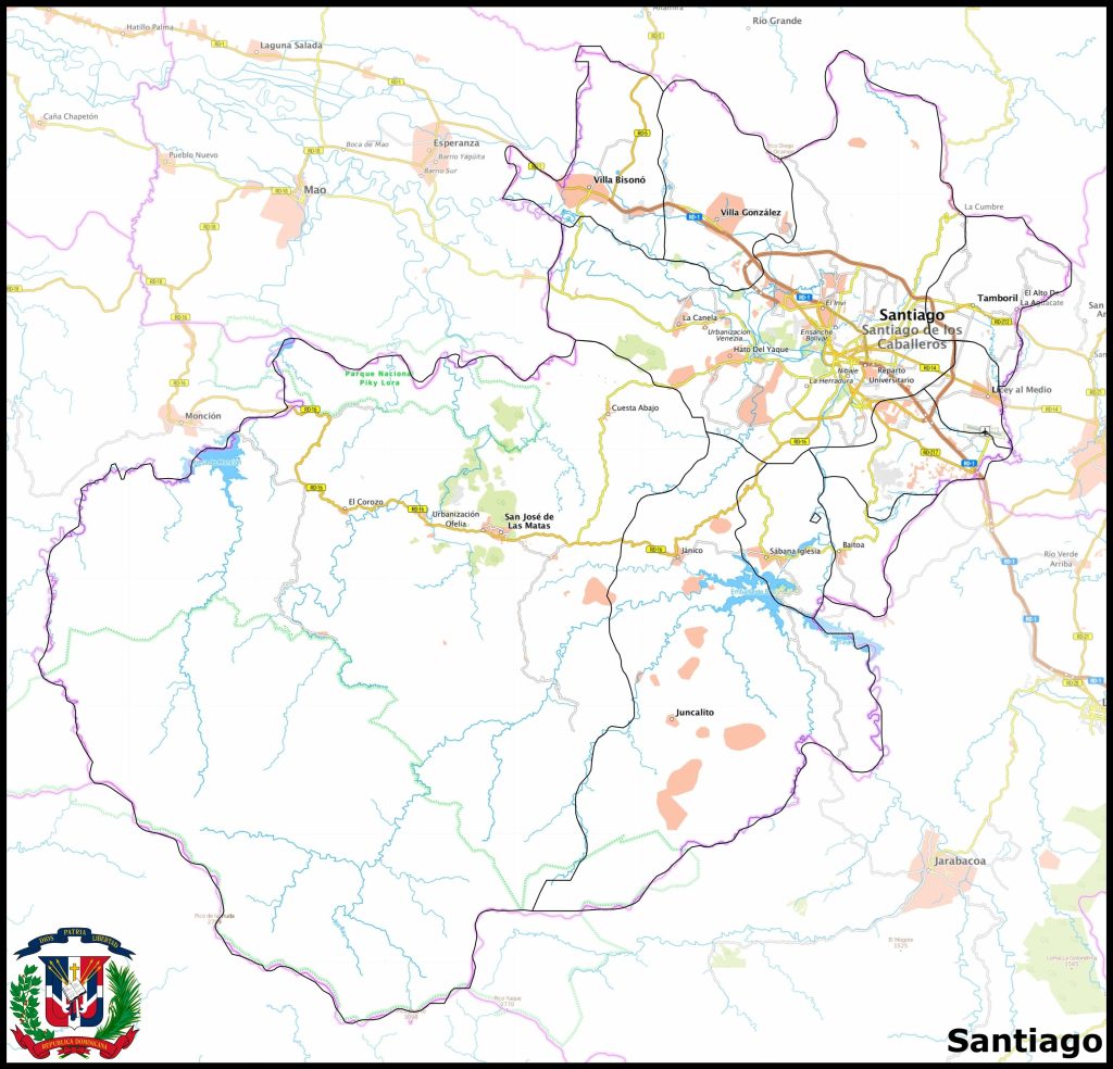 Mapa de la provincia de Santiago (República Dominicana).