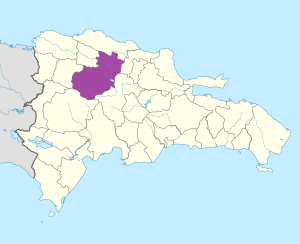 Mapa de ubicación de la provincia de Santiago en República Dominicana.