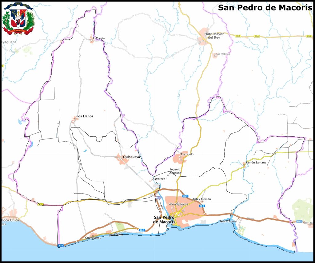 Mapa de la provincia de San Pedro de Macorís.