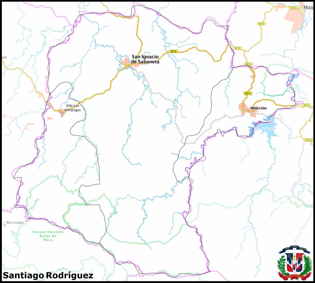 Mapa de la provincia de Santiago Rodríguez.
