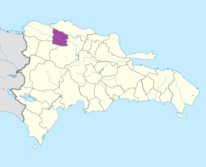 Mapa de ubicación de la provincia de Valverde en República Dominicana.
