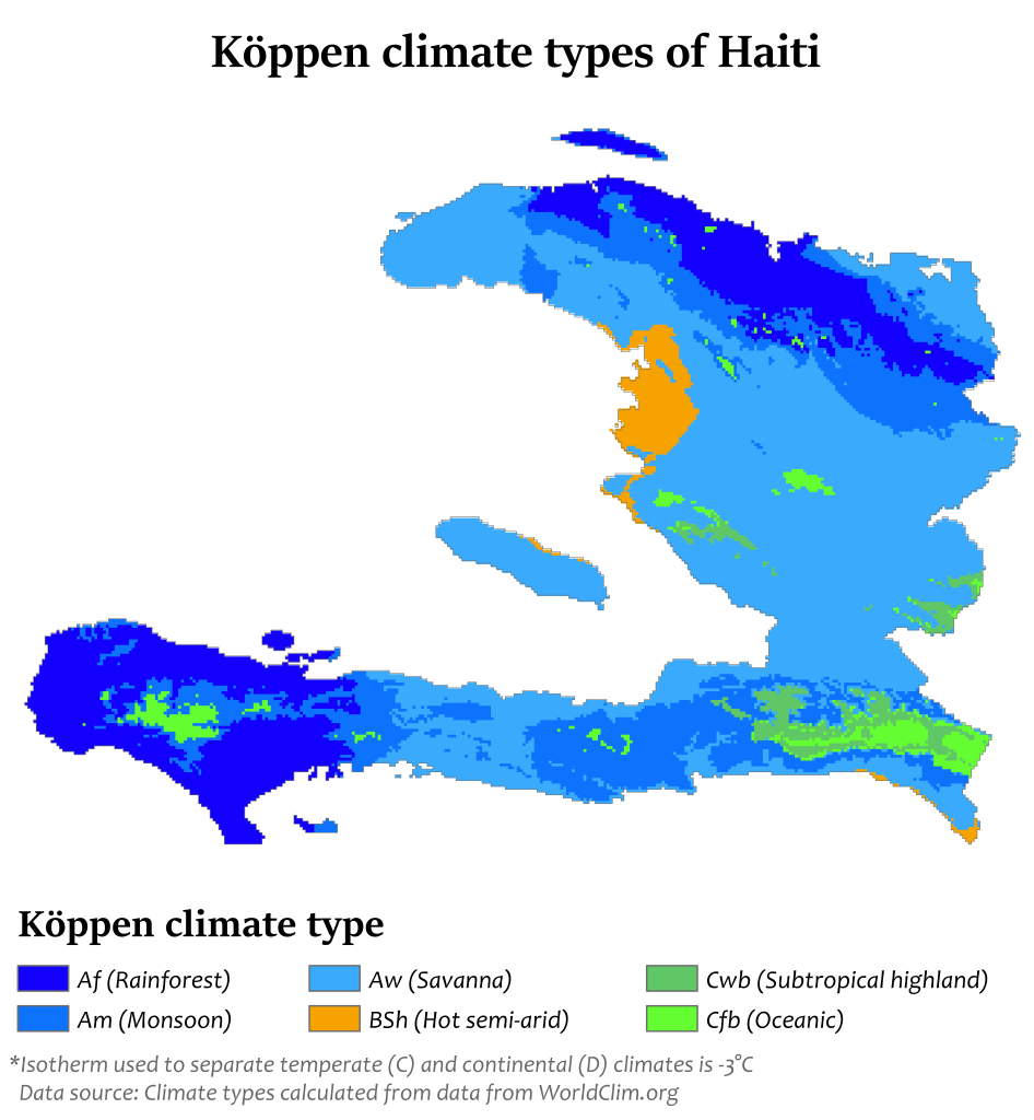 Mapa climático de Haití.