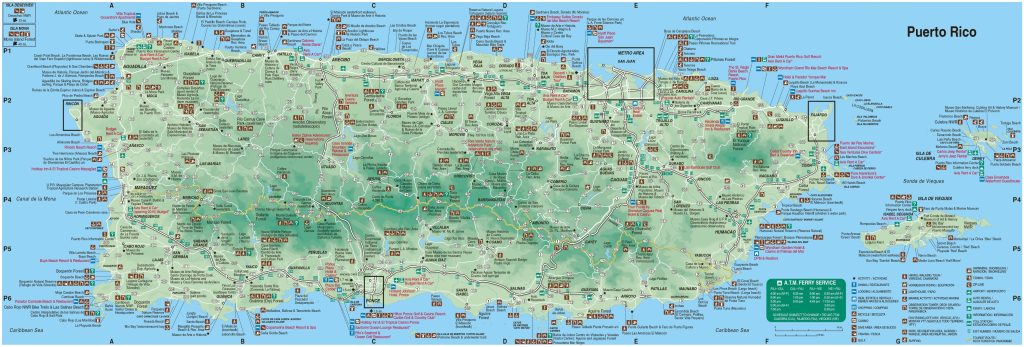 Mapa turístico de Puerto Rico.