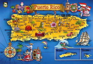 Mapa turístico pictórico de Puerto Rico.