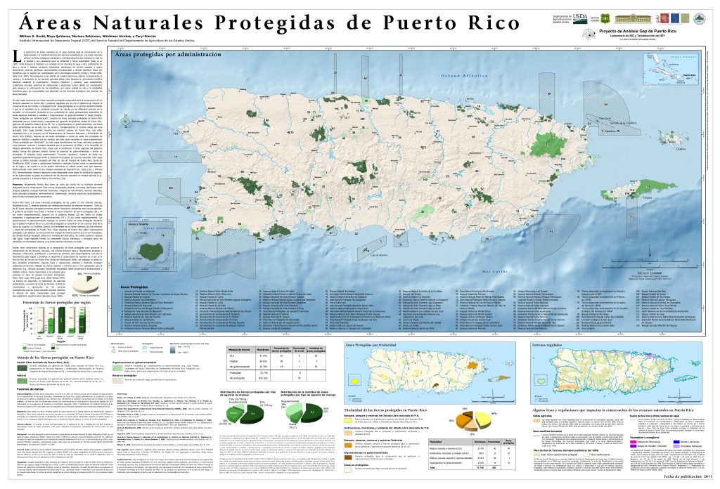 Mapa de las áreas naturales protegidas de Puerto Rico.