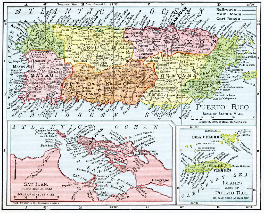 Mapa de Puerto Rico de 1898.