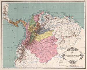 Carta de la República de Colombia dividida por departamentos en 1886.