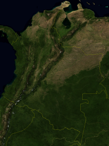 Imagen satelital de Colombia en febrero de 2004.