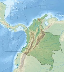 Mapa físico en blanco de Colombia.