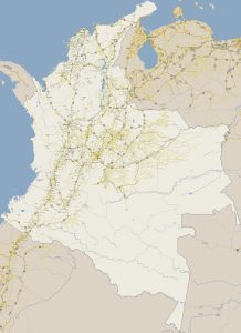 Mapa de carreteras de la República de Colombia.