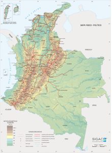 Mapa del Relieve de Colombia.