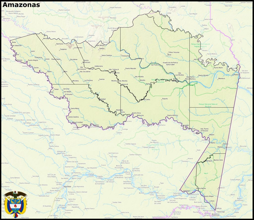Mapa del departamento del Amazonas (Colombia).
