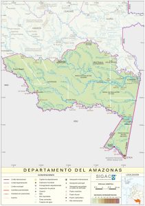 Mapa de relieve del departamento del Amazonas.
