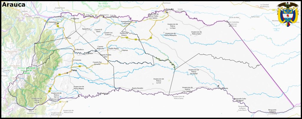 Mapa del departamento de Arauca.