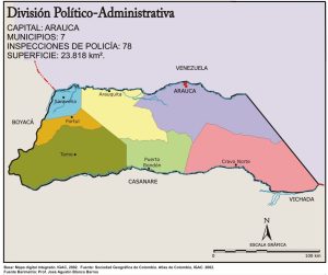 Mapa político del departamento de Arauca