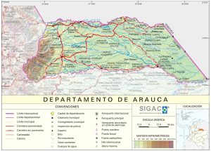 Mapa de relieve del departamento de Arauca.