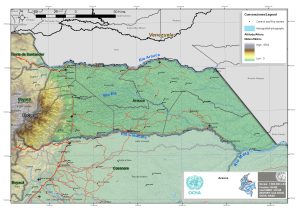 Mapa topográfico del departamento de Arauca.