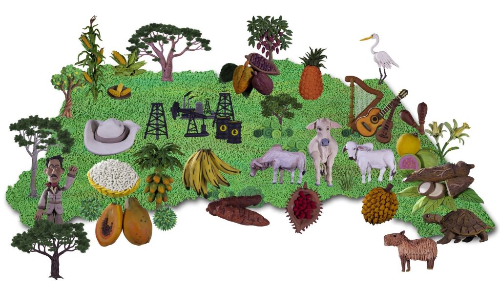 Mapa económico pictórico del departamento de Arauca.