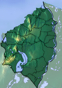 Mapa físico en blanco del departamento del Atlántico.