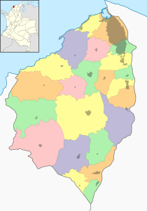 Mapa mudo coloreado del departamento del Atlántico.