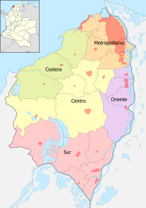 Subregiones del departamento del Atlántico.