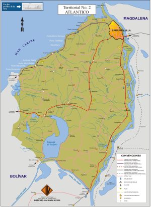 Mapa de carreteras del departamento del Atlántico (Colombia)