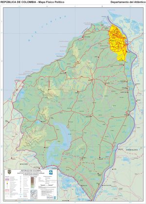 Mapa físico del departamento del Atlántico (Colombia)