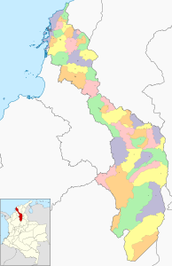 Mapa mudo coloreado del departamento de Bolívar.