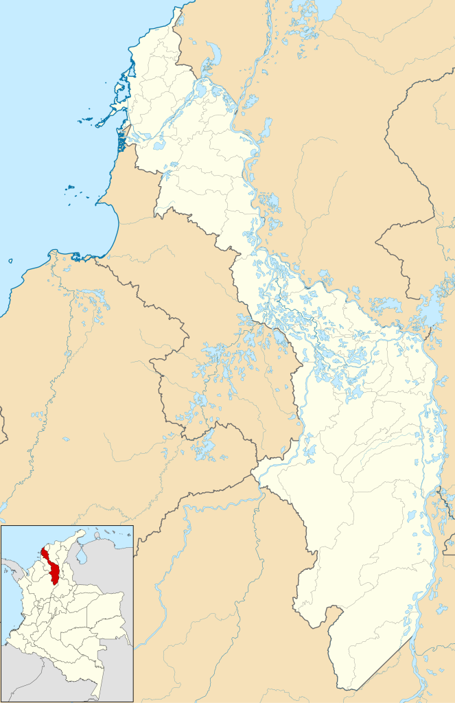 Mapa mudo del departamento de Bolívar.