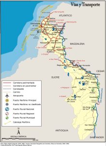 Vías y transporte en el departamento de Bolívar.
